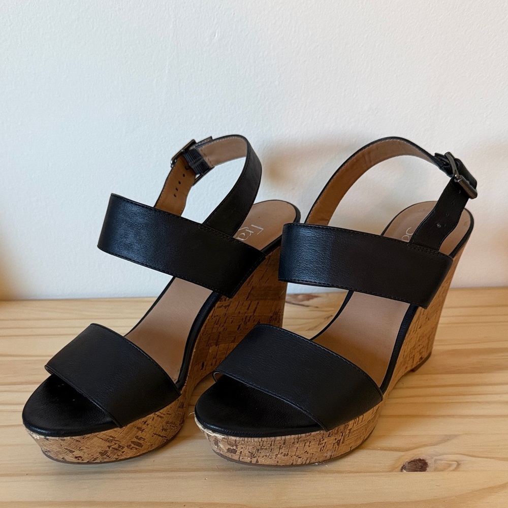 Franco Sarto Black Wedge Sandals